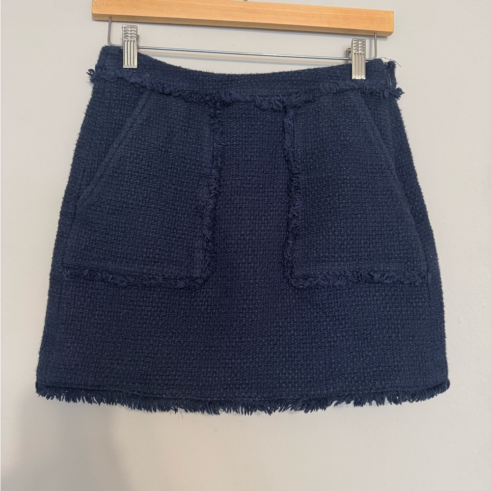Cinq A Sept Navy Blue Tweed Skirt